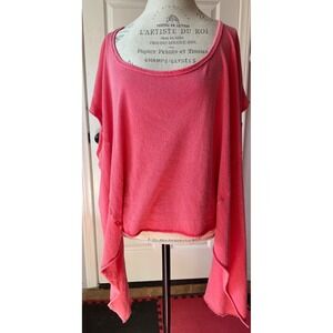 Free People We The Free Women's Angel Cotton Handkerchief-Hem T Shirt L  Pink